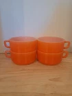 Lot Of 4 Anchor Hocking Fire King Milk Glass Orange Stackable Soup Bowls