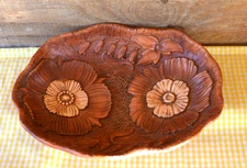 Multi Products USA Oval Bowl Lg Flowers Magnolia? Composite Materials Rust Brown