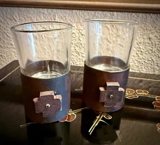 SET OF 2 Jan Barboglio Iron Cross Votive holders