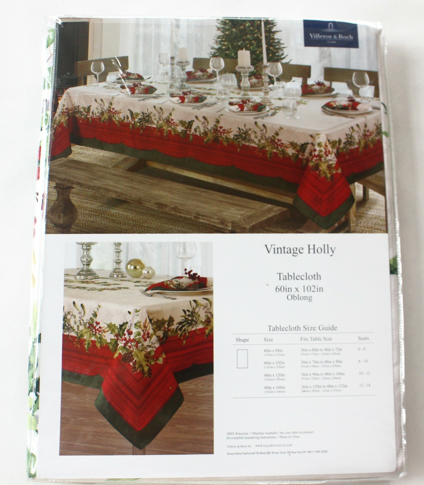 Villeroy & Boch Tablecloth Vintage Holly Elegant Damask Oblong 60 x 102