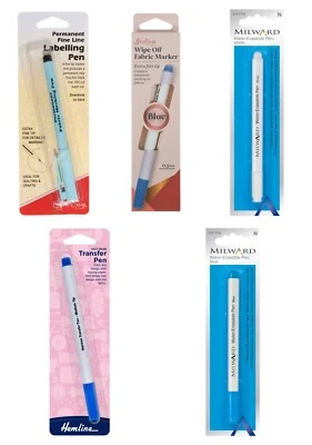 HEMLINE Dressmakers Pen Wipe Off Vanishing Fabric Permanent Markers Water Soluble Pens