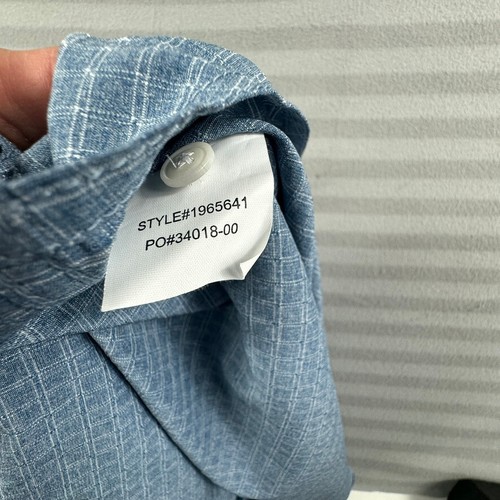 Camisa Prana Para Hombres XL Azul Cuadros Garvan Ligera Ventilada Rendimiento Bolsillo - Imagen 6 de 8