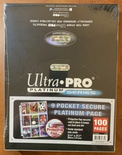 (100 NEW) Ultra Pro 9 Pocket Secure Pages Platinum Series with Protective Flap