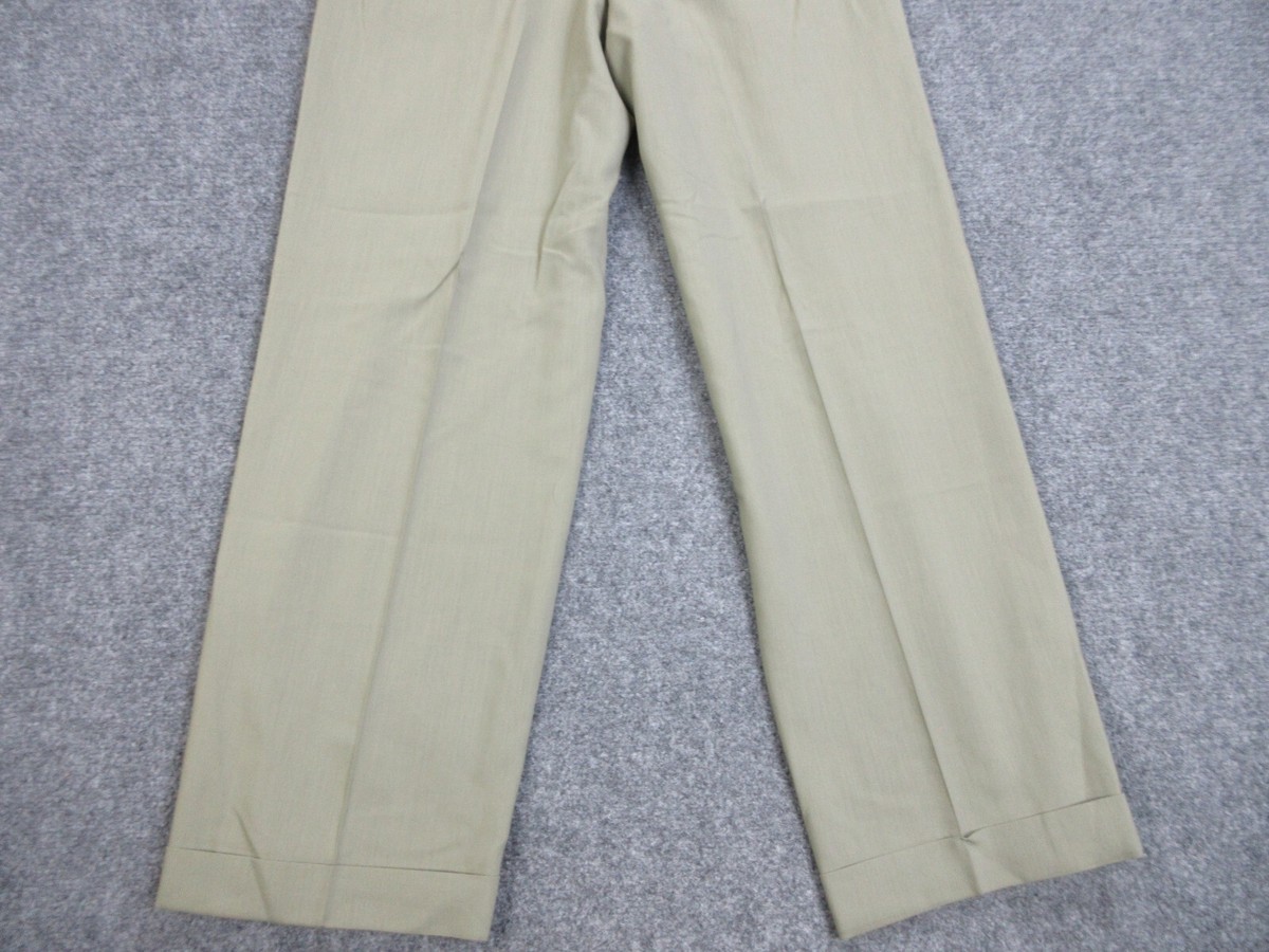 Zanella Pants Mens 34 Green Slacks Dress Pleated Wool Stretch