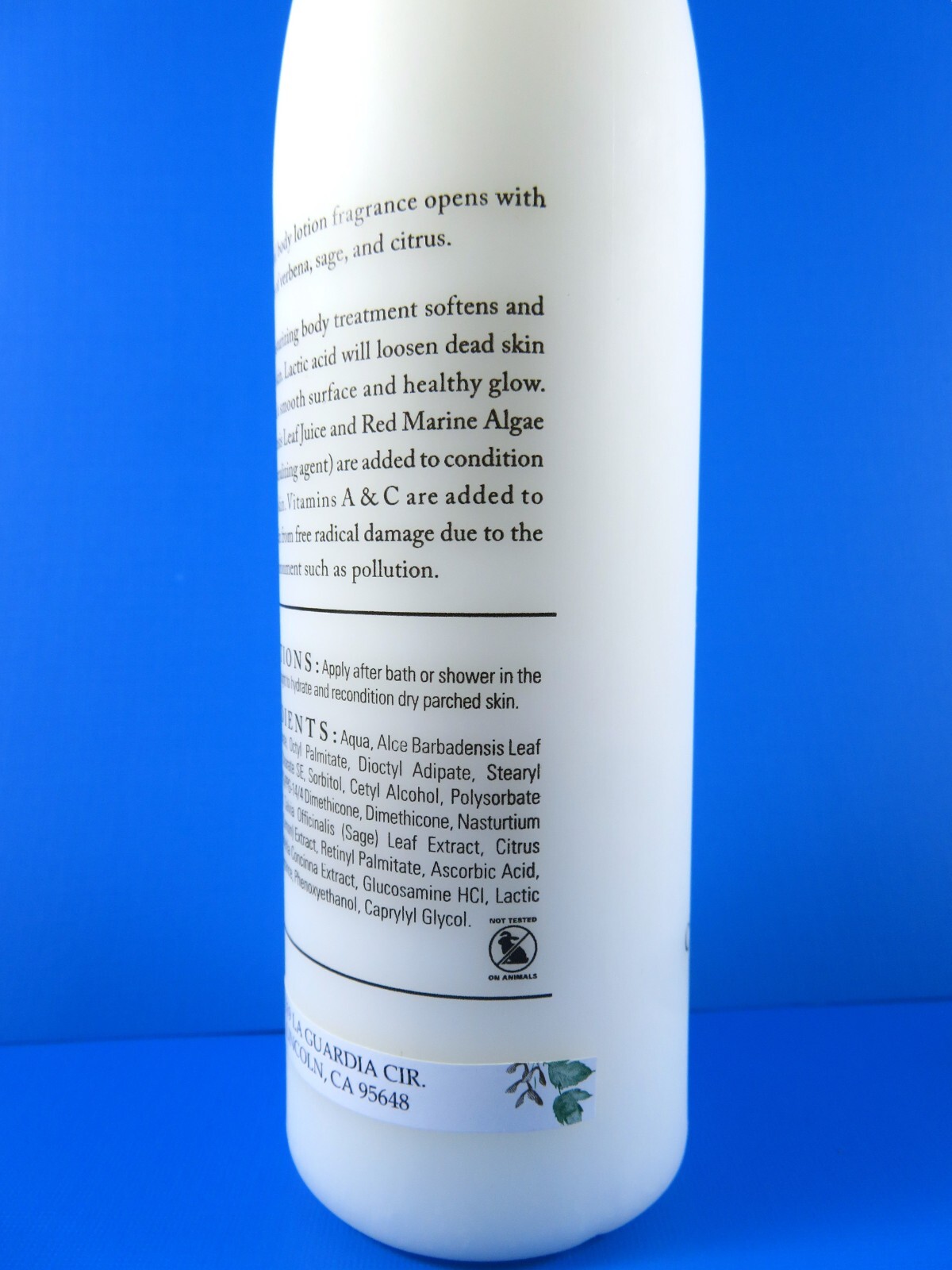 Citrus Verbena White Blossom Body Lotion Sage 8 Ounces For All Skin Types New