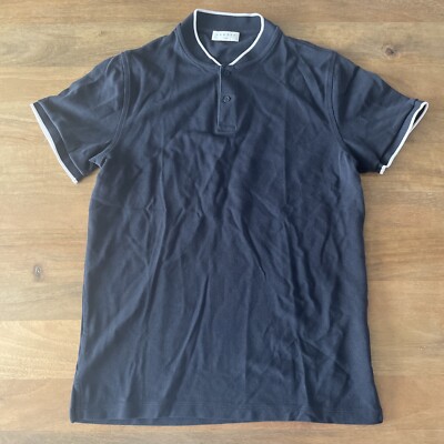 Sandro Paris Polo Shirt Size Small Navy Blue Cotton Preppy Pique Luxury Casual