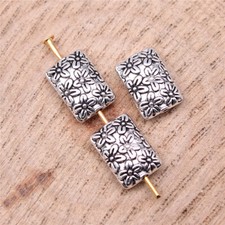 20pcs 12x9mm Tibetan Silver Alloy Charm Floral 2Side Small Hole Bead