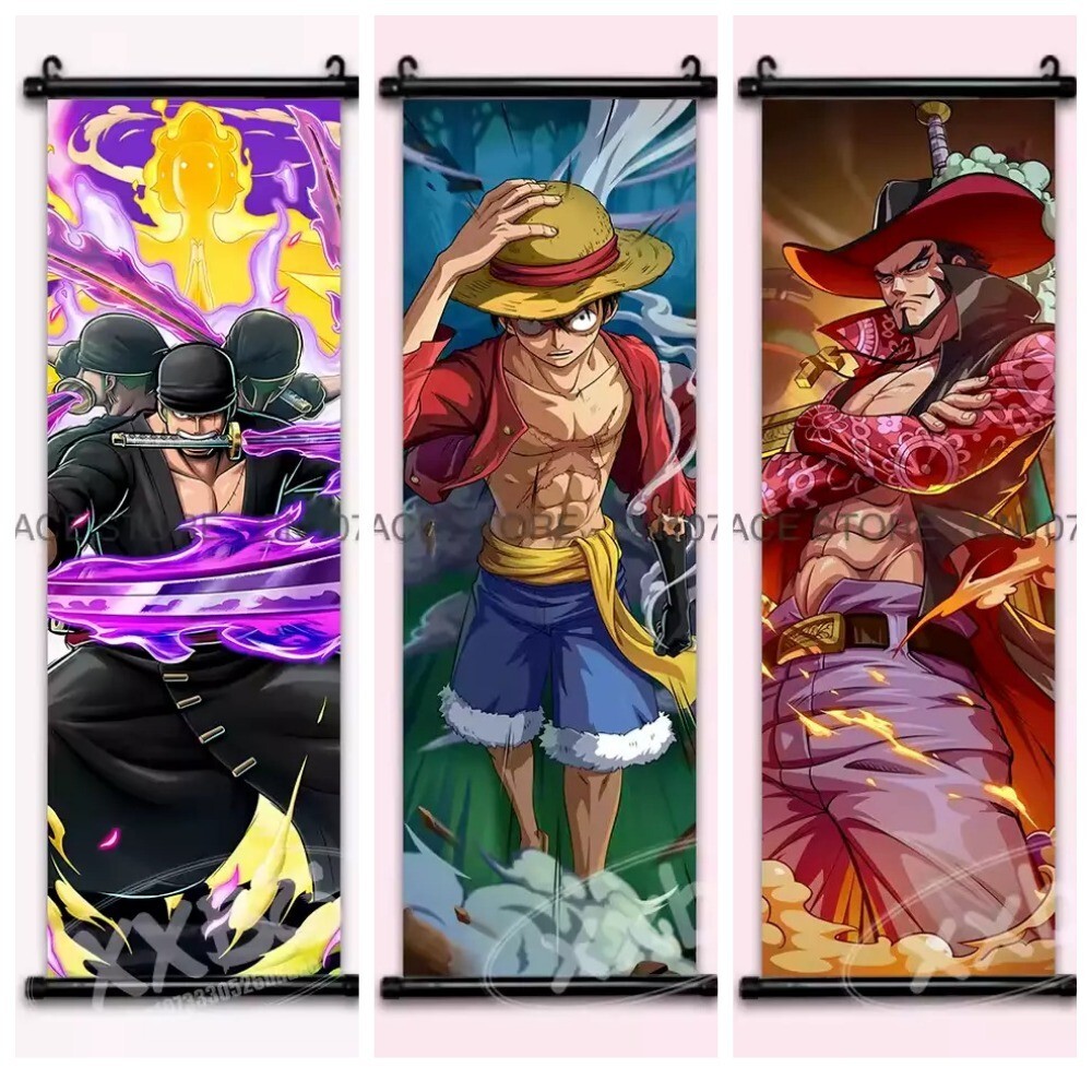 Anime One Piece Luffy Zoro Chopper Scroll Poster Anime Manga Wall