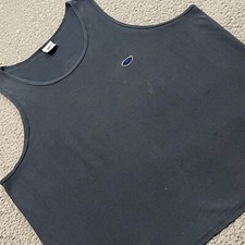 Speedo T Shirt Mens XL Gray Vertical Spellout Logo USA Made Vintage Tank Top