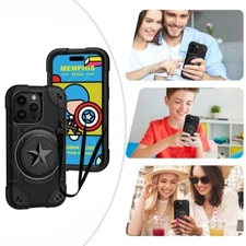 360° Rotating Shockproof Flip Case Cover For iPhone 15 Pro Max 14 13 12 Luxury
