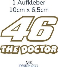 Valentino Rossi Startnummer 46 THE DOCTOR Aufkleber Motorrad Moto GP 10cm Gold