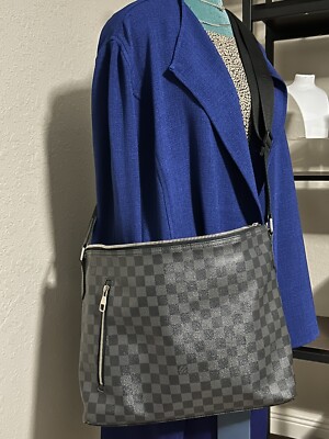 Authentic Louis Vuitton Mick Handbag Damier Graphite MM Black