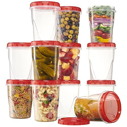 6 Pack 32oz Clear Reusable Food Storage Containers with Screw On Lid ...