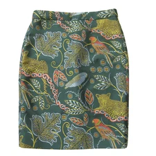 NWT NWT J.Crew No. 2 Pencil in Green Ornate Jungle Leopard Bird Floral Skirt 6