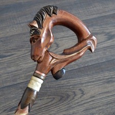 New Animal Looking Head Handle Wooden Antique Design Walking Stick Hand Crafted