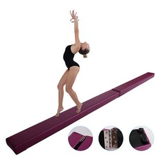 Image of 2.1M Gymnastics Foldable Balance Beam  Faux Suede/Leather Home Gym Training Gear