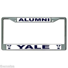 YALE ALUMNI WHITE METAL CAR LICENSE PLATE FRAME MADE IN USA