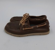 Sperry Top-sider LEEWARD BOYS Size 1.5M US Boat Shoes Dark Brown Leather Nubuck