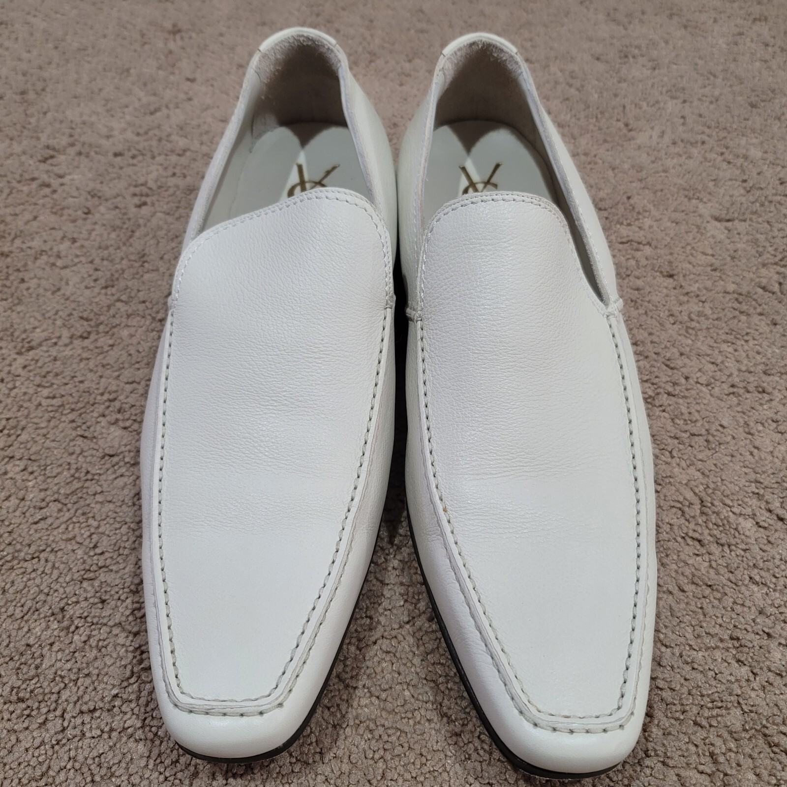 Mocassini italiani YSL YVES SAINT LAURENT Parigi Roma da uomo pelle bianca EU 44