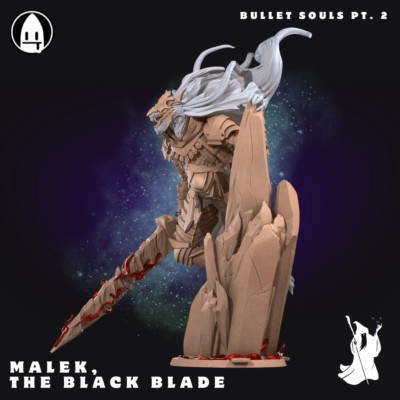 Malek the Black Blade Bite the BulletDnD 28mm 32mm 35mm D&D RPG Mini 3D Printed