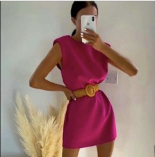 NWOT ZARA Mini Dress With Shoulder Pads L