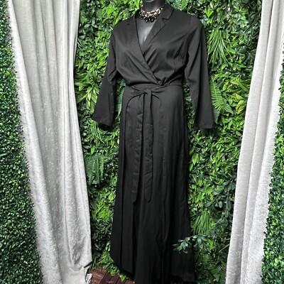 BLUE B Jumpsuit Women Large Black Pants Pleated Layered Tie Waist Romper 2575