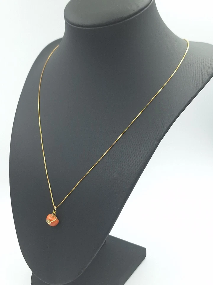 Collana ciondolo corallo Rosa Antico del Giappone Naturale e Argento 925  50 cm - Immagine 4 di 4