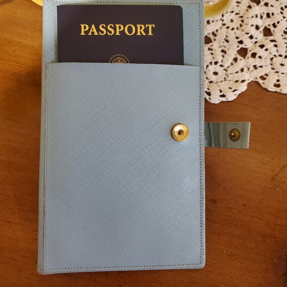 Buxton Leather Bi-Fold Passport Holder ID Organizer Pale Green-image