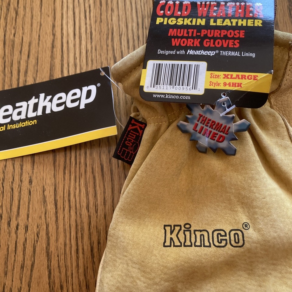 Kinco Cold Weather Pigskin Leather XL Work Gloves HeatKeep Thermal 94HK