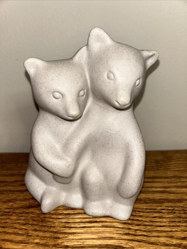 Vintage Pigeon Forge Pottery Tennessee Pair Cub Bears Figurine Matte Finish