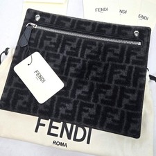 Borsa pochette FENDI lana pelle modello Zucca nero grigio autentica