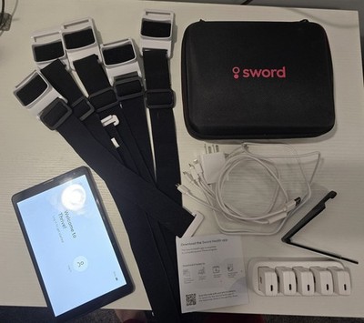Sword Health Physical Therapy kit with tablet, sensors and leg and chest straps