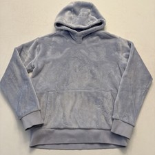 Athleta Girl Sz XL/14 Feeling Great Hoodie Blue Velour Pullover Pocket Soft Cozy