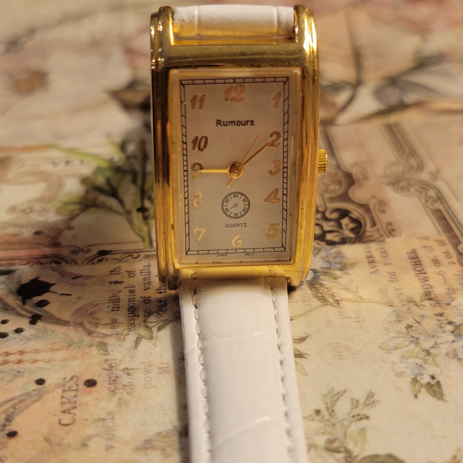 Rumours Gold-Tone Rectangular Quartz Watch White … - image 7