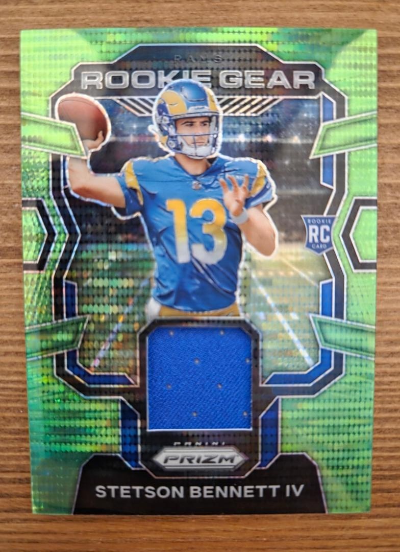 2023 Panini Prizm Stetson Bennett IV Rookie Gear Neon Green Pulsar RC #RG-SB