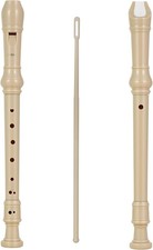 Recorder Instrument, 8 Hole Flute Plastic German Fingering, Soprano White