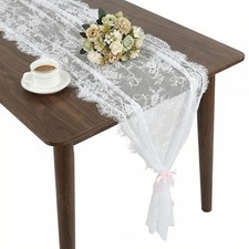 9.8Ft White Lace Table Runner, Elegant Lace Table Runners for Wedding, Bridal