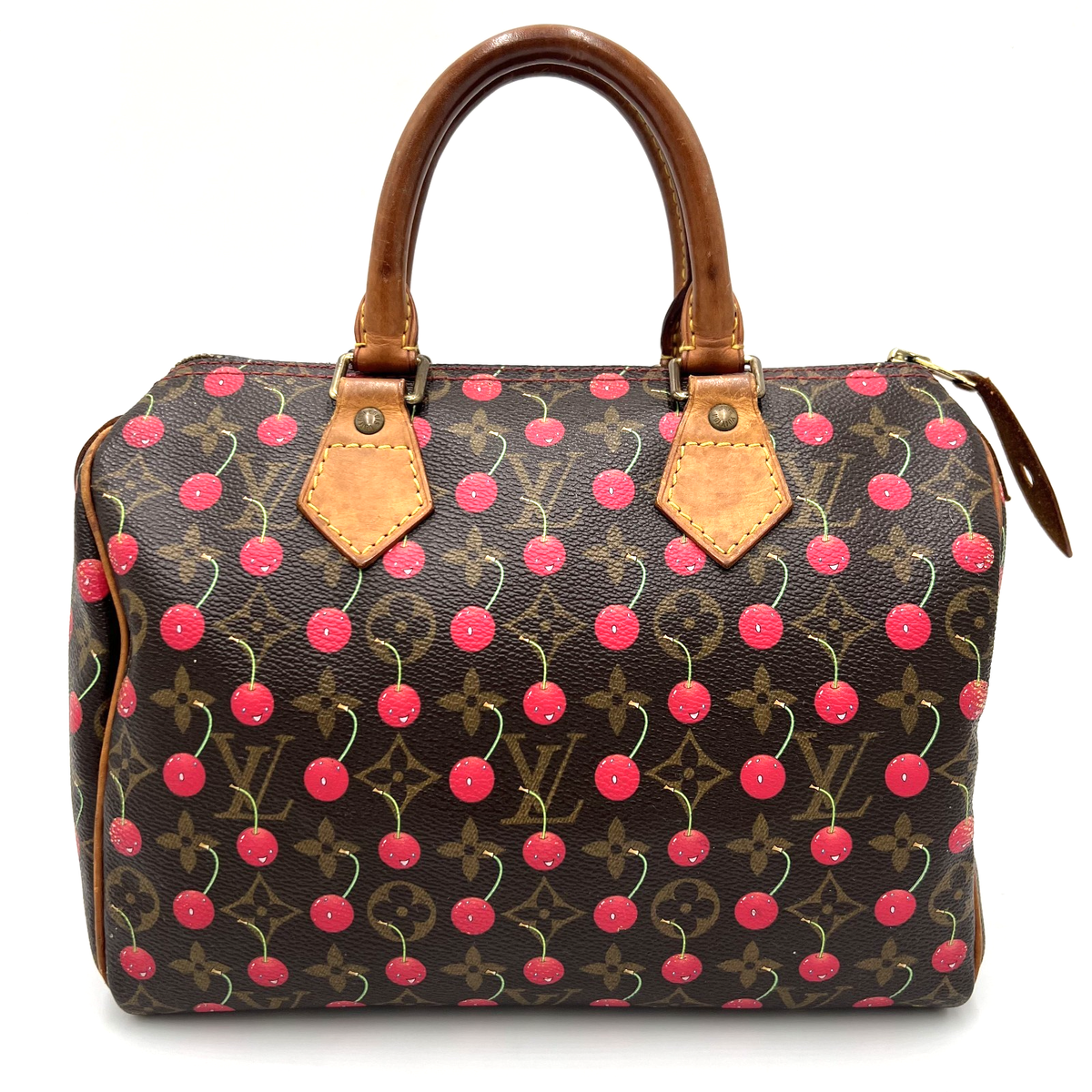 W*D様 71625 Louis Vuitton ワインレッド　ダミエ柄　シルク LOUIS VUITTON Speedy 25 Monogram Cherry Murakami M95009 Hnadbag