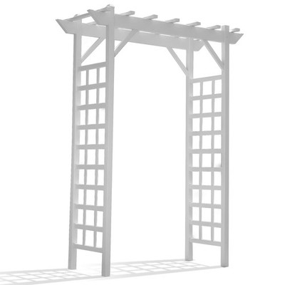 Dura-Trel Arbor 64'' x 85'' PVC Outdoor Garden Arch Trellis, White (For Parts)