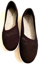 Clarks Ballet Flat Shoes Womens Sz 8 Black Cloudsteppers Adella Moon Slip-on