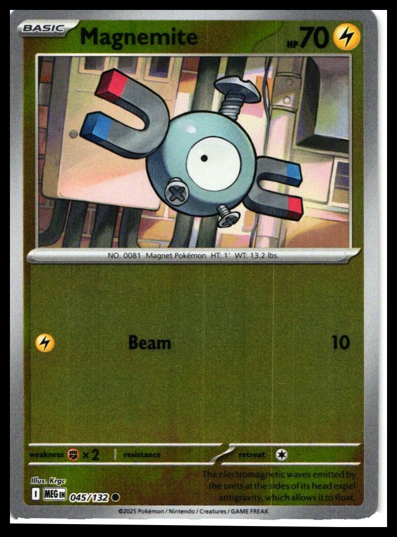 Magnemite #045/132 Reverse Holo ME01: Mega Evolution Near Mint or Better