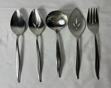 Oneida Craft Textura Deluxe Stainless Serving Set Ladle Meat Fork Slotted Spoon