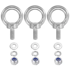 3Pcs M5 x 10mm 304 Stainless Steel Lifting Shoulder Eye Bolt with Nuts Washers