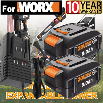 2PACK For Worx WA3575 20V PowerShare 8.0 Ah Battery or Charger 20 Volt WA3520