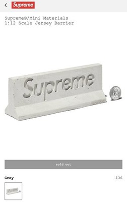 Supreme Mini Materials 1:12 Scale Jersey Barrier Grey Collectible