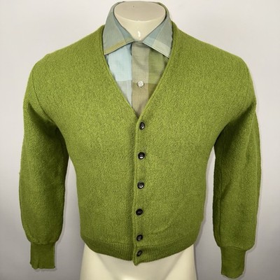 Vtg 60s Puritan Sweater Mens Kurt Cobain Cardigan MCM Mod Alpaca Wool USA Small