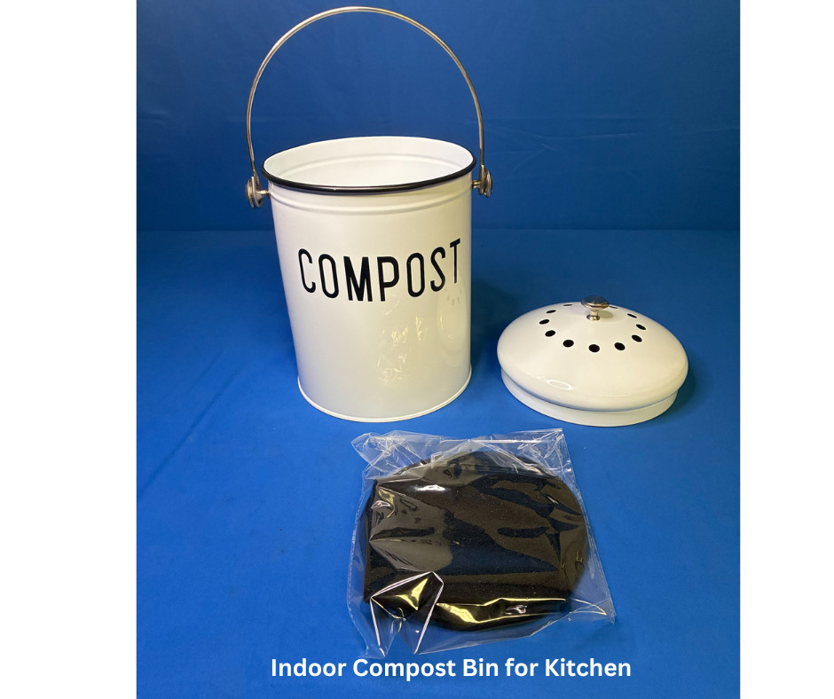 Compost Bin with Lid, 1.3 Gallon Spare Charcoal Filters, Kitchen Metal New