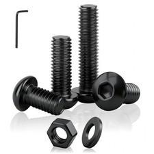 M4 Bolts and Nut Set 40 Pcs M4x8mm Button Head Screws Black Allen Socket Bolts