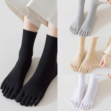 1Pair Sweat-absorbing Short Hosiery Five Finger Socks Solid Color Mid Tube Socks