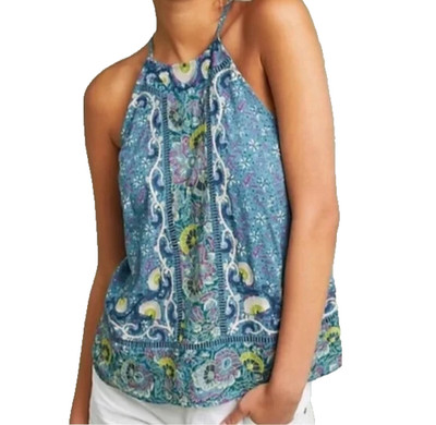 Akemi Kin Anthropologie Women's 0 Tank Top Melina Floral Embroidered Halter
